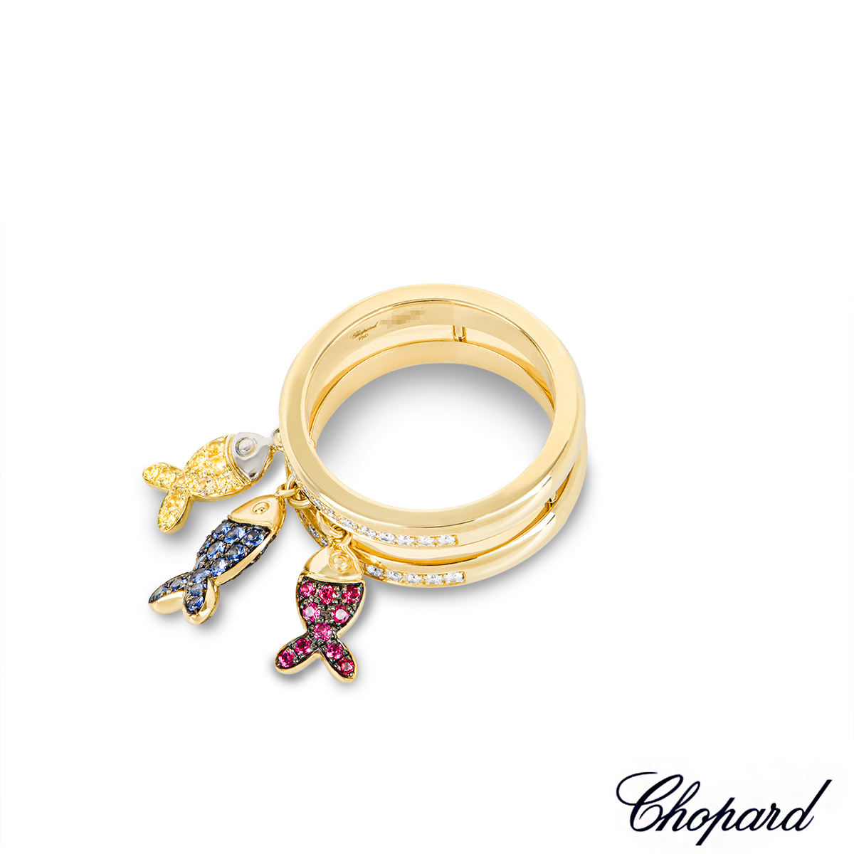 Chopard Yellow Gold Diamond, Ruby & Sapphire Fish Ring 82/4702-0002